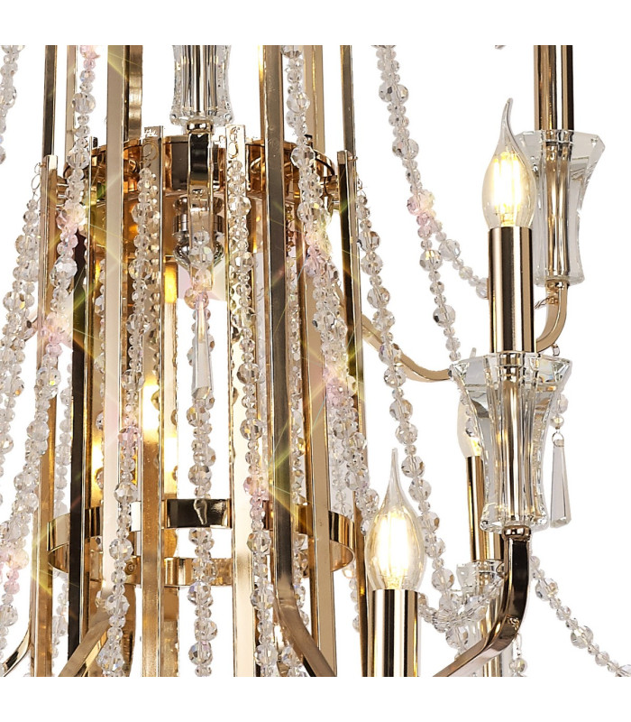 Armand Pendant 12+6+3+3 Light E14 French Gold/Crystal (ITEM REQUIRES CONSTRUCTION/CONNECTION) Item Weight: 32.5kg-6