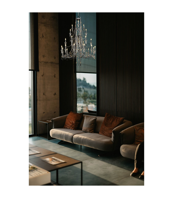 Armand Pendant 12+6+3+3 Light E14 Polished Chrome/Crystal (ITEM REQUIRES CONSTRUCTION/CONNECTION) Item Weight: 32.5kg-3
