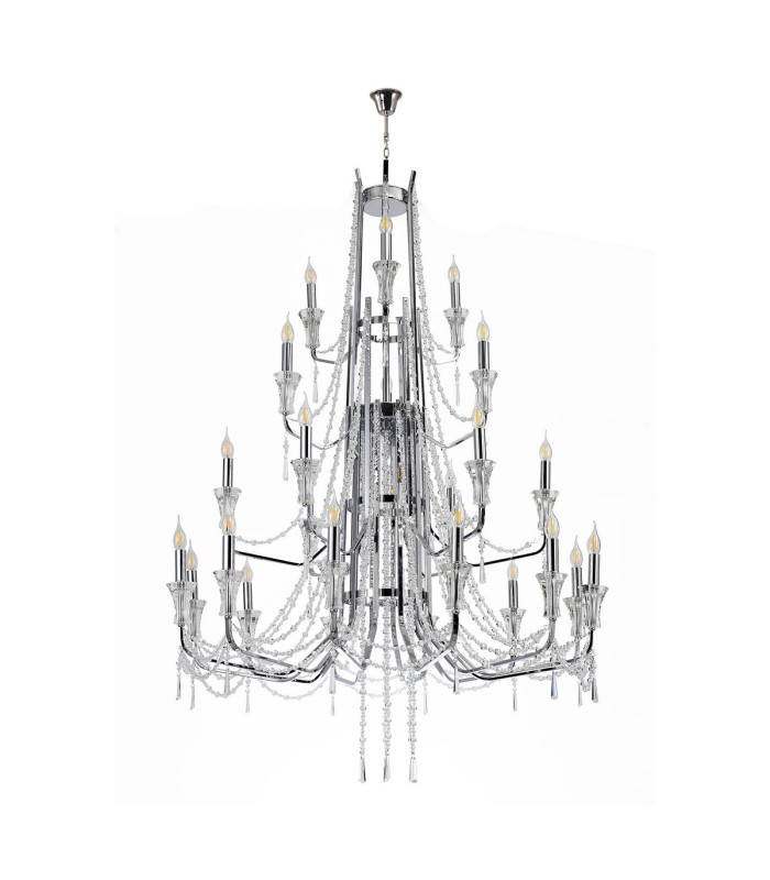 Armand Pendant 12+6+3+3 Light E14 Polished Chrome/Crystal (ITEM REQUIRES CONSTRUCTION/CONNECTION) Item Weight: 32.5kg-4