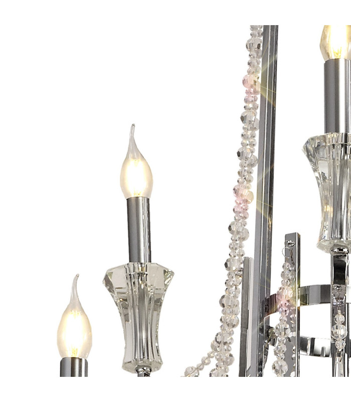 Armand Pendant 12+6+3+3 Light E14 Polished Chrome/Crystal (ITEM REQUIRES CONSTRUCTION/CONNECTION) Item Weight: 32.5kg-6