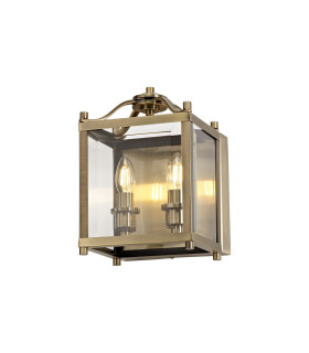 Aston Wall Lamp 2 Light E14 Antique Brass/Glass-1