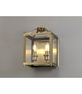 Aston Wall Lamp 2 Light E14 Antique Brass/Glass-2