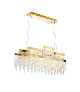 Bano Linear 3 Light Dimmable Pendant 46W LED 4000K 3700lm French Gold / Crystal Chain 3yrs Warranty-1