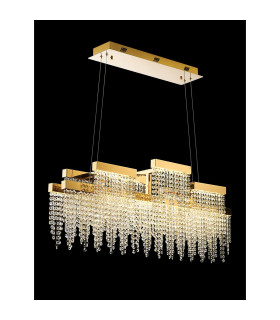 Bano Linear 3 Light Dimmable Pendant 46W LED 4000K 3700lm French Gold / Crystal Chain 3yrs Warranty-2