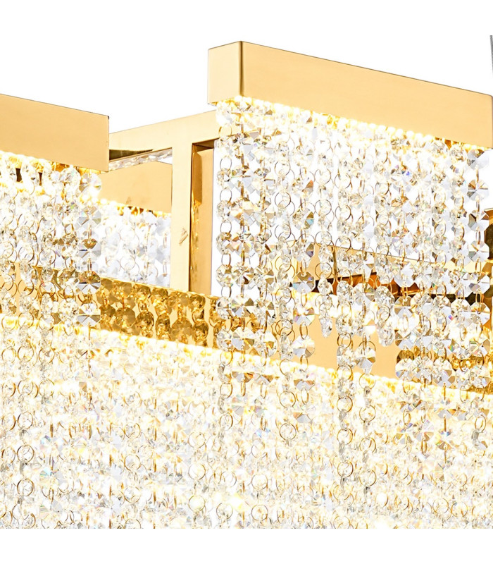 Bano Linear 3 Light Dimmable Pendant 46W LED 4000K 3700lm French Gold / Crystal Chain 3yrs Warranty-5