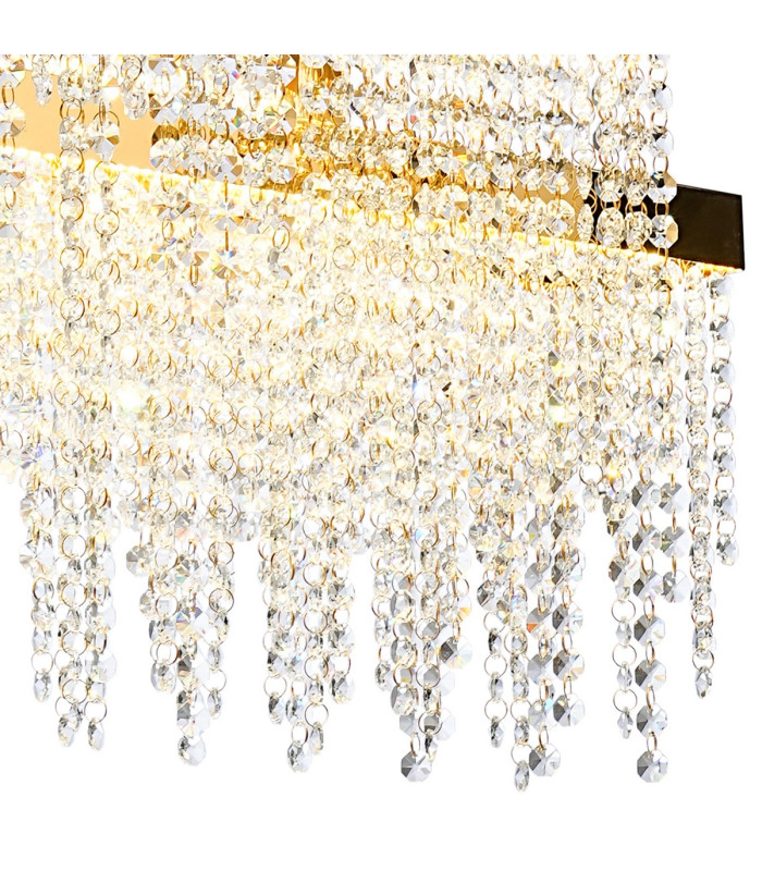 Bano Linear 3 Light Dimmable Pendant 46W LED 4000K 3700lm French Gold / Crystal Chain 3yrs Warranty-6
