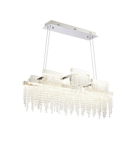 Bano Linear 3 Light Dimmable Pendant 46W LED 4000K 3700lm Polished Chrome / Crystal Chain 3yrs Warranty-1