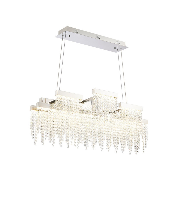 Bano Linear 3 Light Dimmable Pendant 46W LED 4000K 3700lm Polished Chrome / Crystal Chain 3yrs Warranty-1