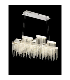Bano Linear 3 Light Dimmable Pendant 46W LED 4000K 3700lm Polished Chrome / Crystal Chain 3yrs Warranty-2