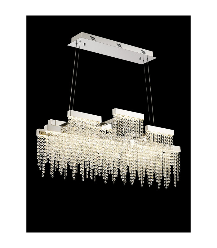 Bano Linear 3 Light Dimmable Pendant 46W LED 4000K 3700lm Polished Chrome / Crystal Chain 3yrs Warranty-2