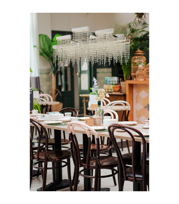Bano Linear 3 Light Dimmable Pendant 46W LED 4000K 3700lm Polished Chrome / Crystal Chain 3yrs Warranty-3