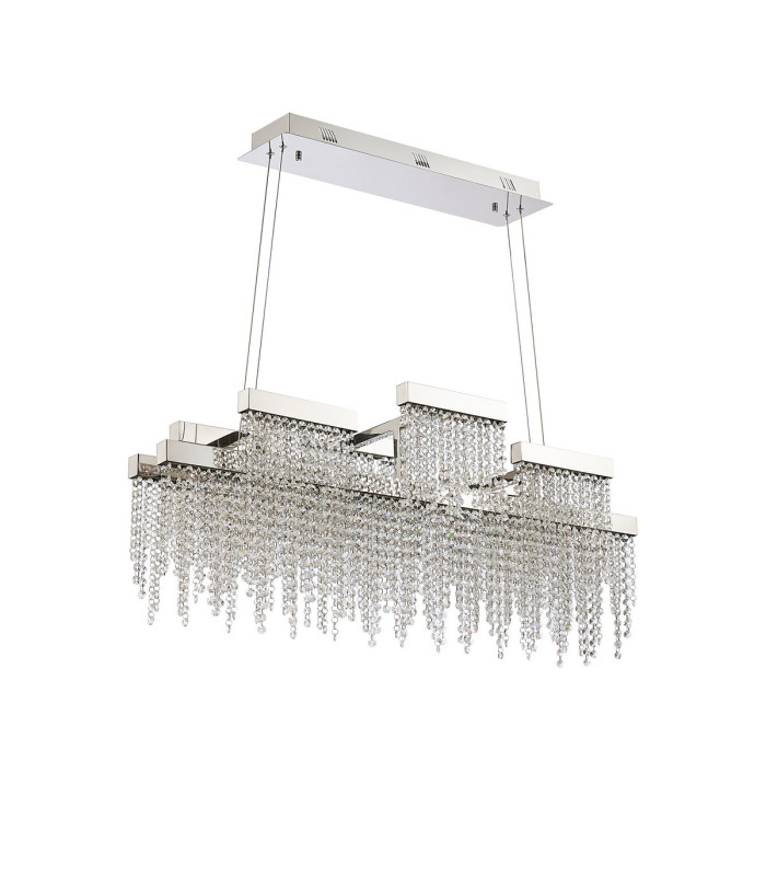 Bano Linear 3 Light Dimmable Pendant 46W LED 4000K 3700lm Polished Chrome / Crystal Chain 3yrs Warranty-4