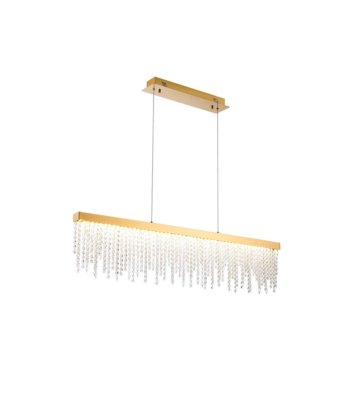 Bano Linear Dimmable Pendant 40W LED 4000K 4200lm French Gold / Crystal Chain 3yrs Warranty-1
