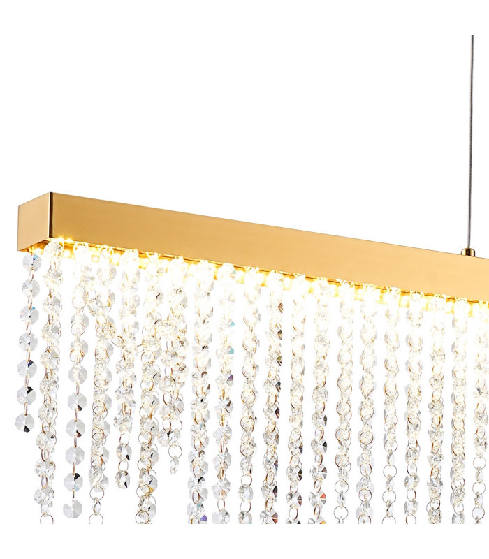Bano Linear Dimmable Pendant 40W LED 4000K 4200lm French Gold / Crystal Chain 3yrs Warranty-5