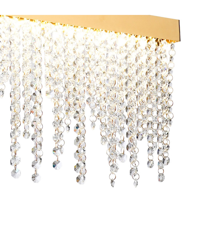 Bano Linear Dimmable Pendant 40W LED 4000K 4200lm French Gold / Crystal Chain 3yrs Warranty-6