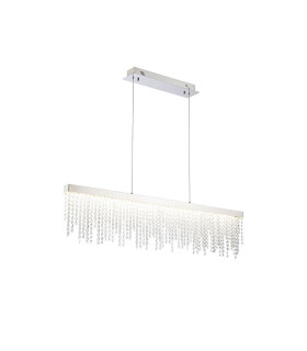 Bano Linear Dimmable Pendant 40W LED 4000K 4200lm Polished Chrome / Crystal Chain 3yrs Warranty-1