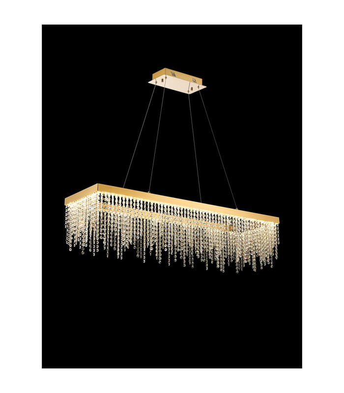 Bano Rectangular Dimmable Pendant 40W LED 4000K 4600lm French Gold / Crystal Chain 3yrs Warranty-2