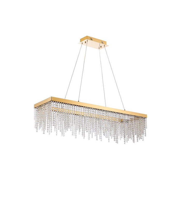 Bano Rectangular Dimmable Pendant 40W LED 4000K 4600lm French Gold / Crystal Chain 3yrs Warranty-4