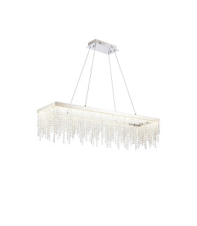 Bano Rectangular Dimmable Pendant 40W LED 4000K 4600lm Polished Chrome / Crystal Chain 3yrs Warranty-1