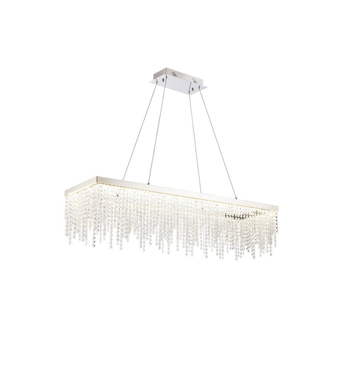 Bano Rectangular Dimmable Pendant 40W LED 4000K 4600lm Polished Chrome / Crystal Chain 3yrs Warranty-1