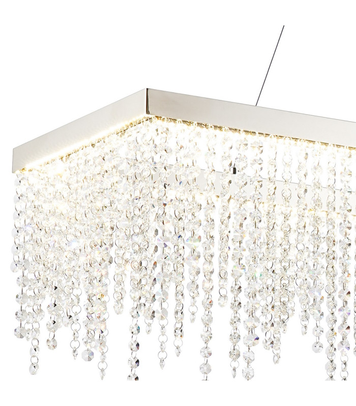 Bano Rectangular Dimmable Pendant 40W LED 4000K 4600lm Polished Chrome / Crystal Chain 3yrs Warranty-4