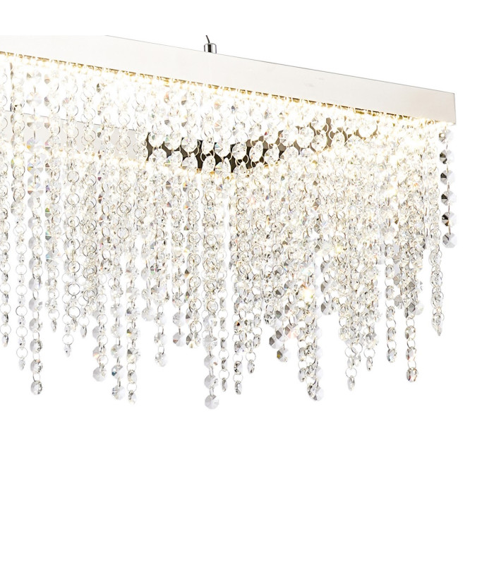 Bano Rectangular Dimmable Pendant 40W LED 4000K 4600lm Polished Chrome / Crystal Chain 3yrs Warranty-5