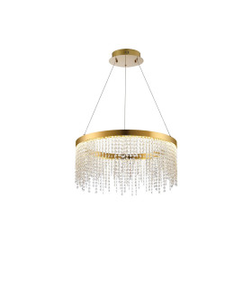 Bano Round Dimmable Pendant 29W LED 4000K 3500lm French Gold / Crystal Chain 3yrs Warranty-1