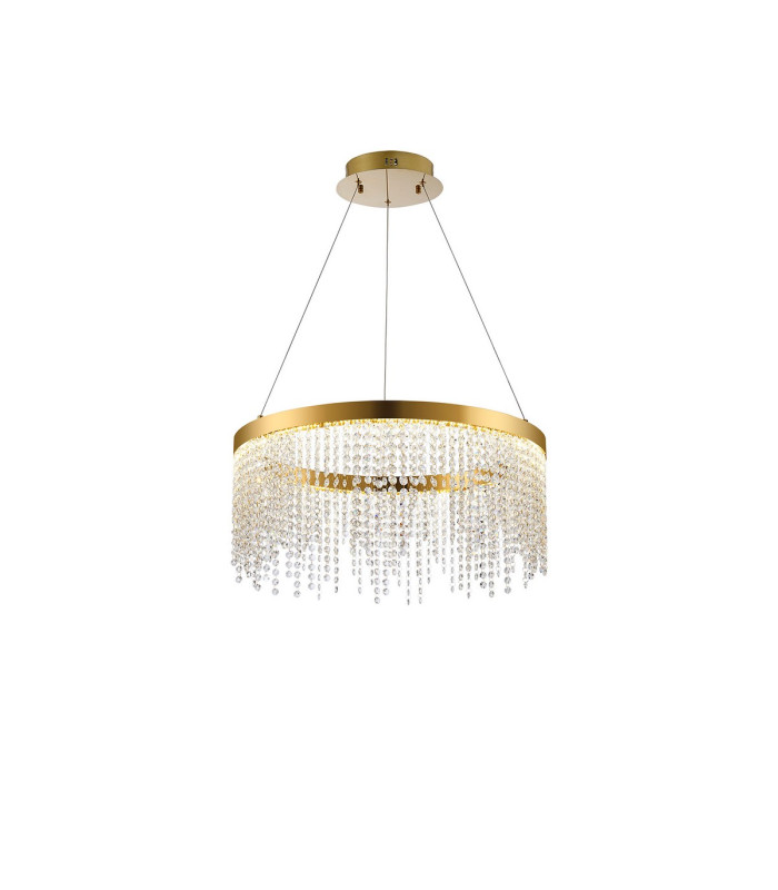 Bano Round Dimmable Pendant 29W LED 4000K 3500lm French Gold / Crystal Chain 3yrs Warranty-1