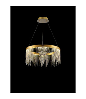 Bano Round Dimmable Pendant 29W LED 4000K 3500lm French Gold / Crystal Chain 3yrs Warranty-2