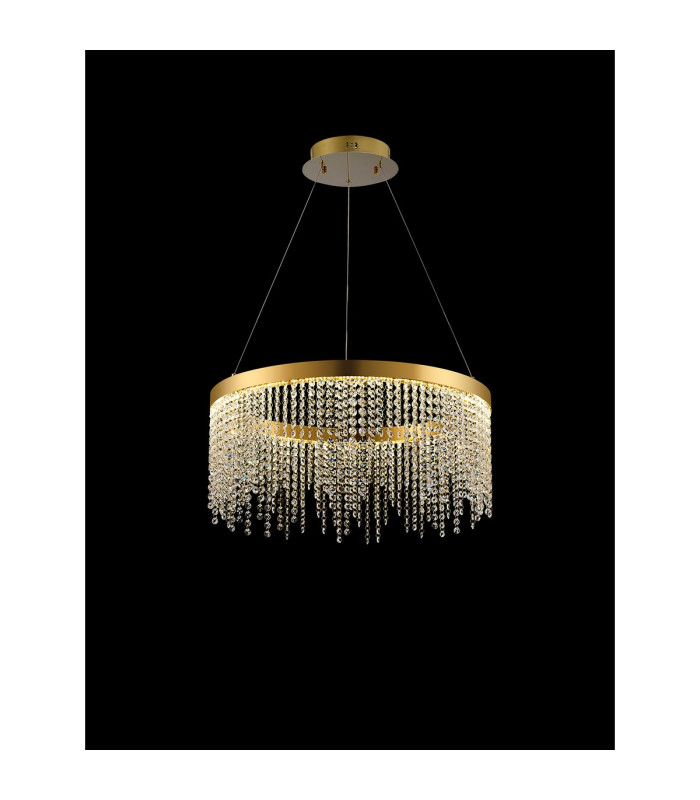 Bano Round Dimmable Pendant 29W LED 4000K 3500lm French Gold / Crystal Chain 3yrs Warranty-2