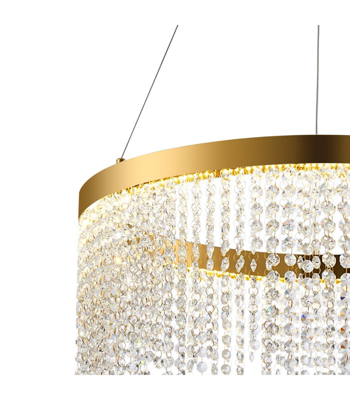 Bano Round Dimmable Pendant 29W LED 4000K 3500lm French Gold / Crystal Chain 3yrs Warranty-5
