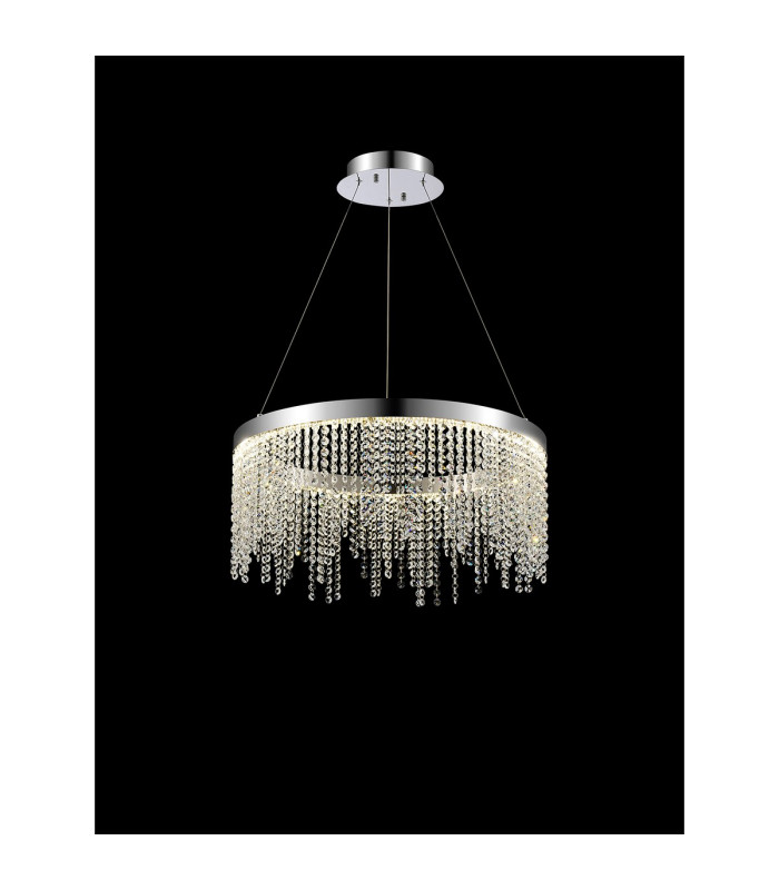 Bano Round Dimmable Pendant 29W LED 4000K 3500lm Polished Chrome / Crystal Chain 3yrs Warranty-2