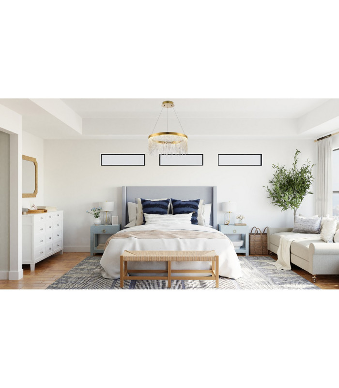 Bano Round Dimmable Pendant 29W LED 4000K 3500lm Polished Chrome / Crystal Chain 3yrs Warranty-3