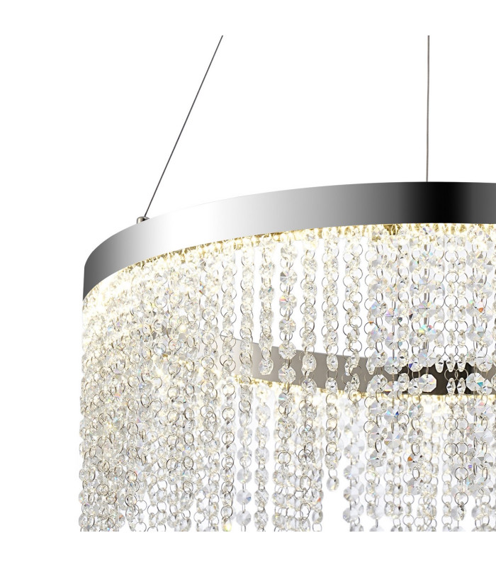 Bano Round Dimmable Pendant 29W LED 4000K 3500lm Polished Chrome / Crystal Chain 3yrs Warranty-6