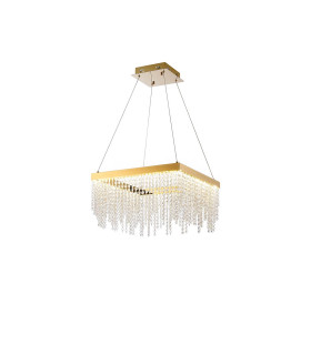 Bano Square Dimmable Pendant 29W LED 4000K 3400lm French Gold / Crystal Chain 3yrs Warranty-1