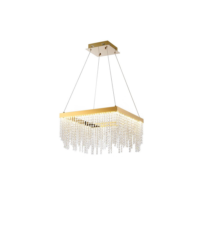 Bano Square Dimmable Pendant 29W LED 4000K 3400lm French Gold / Crystal Chain 3yrs Warranty-1