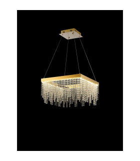 Bano Square Dimmable Pendant 29W LED 4000K 3400lm French Gold / Crystal Chain 3yrs Warranty-2