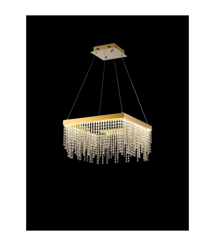 Bano Square Dimmable Pendant 29W LED 4000K 3400lm French Gold / Crystal Chain 3yrs Warranty-2