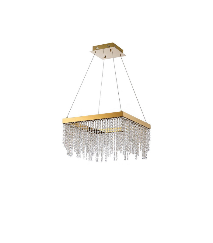 Bano Square Dimmable Pendant 29W LED 4000K 3400lm French Gold / Crystal Chain 3yrs Warranty-3