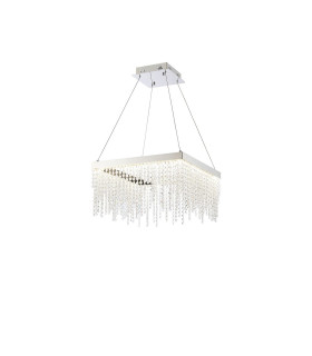 Bano Square Dimmable Pendant 29W LED 4000K 3400lm Polished Chrome / Crystal Chain 3yrs Warranty-1