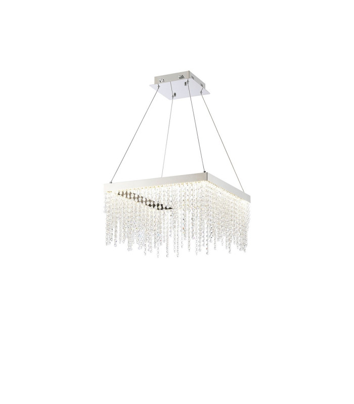 Bano Square Dimmable Pendant 29W LED 4000K 3400lm Polished Chrome / Crystal Chain 3yrs Warranty-1