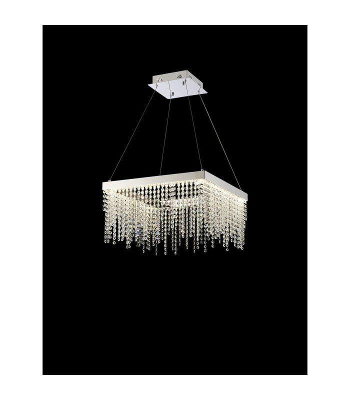 Bano Square Dimmable Pendant 29W LED 4000K 3400lm Polished Chrome / Crystal Chain 3yrs Warranty-2