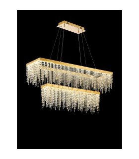 Bano Rectangular 2 Tier Dimmable Pendant 65W LED 4000K 5500lm French Gold / Crystal Chain 3yrs Warranty-2