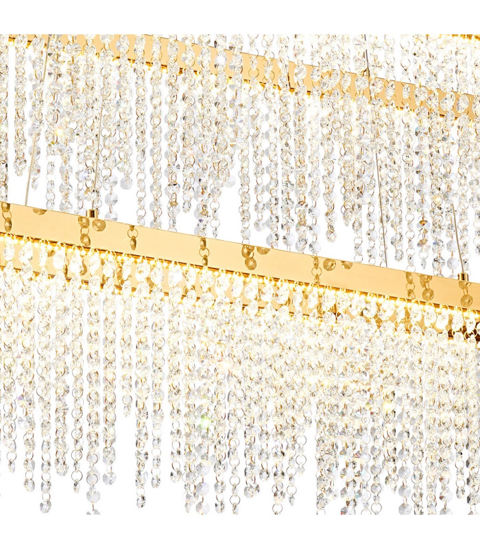 Bano Rectangular 2 Tier Dimmable Pendant 65W LED 4000K 5500lm French Gold / Crystal Chain 3yrs Warranty-5