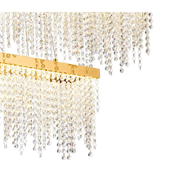 Bano Rectangular 2 Tier Dimmable Pendant 65W LED 4000K 5500lm French Gold / Crystal Chain 3yrs Warranty-6