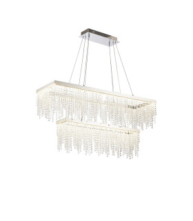 Bano Rectangular 2 Tier Dimmable Pendant 65W LED 4000K 5500lm Polished Chrome / Crystal Chain 3yrs Warranty-1