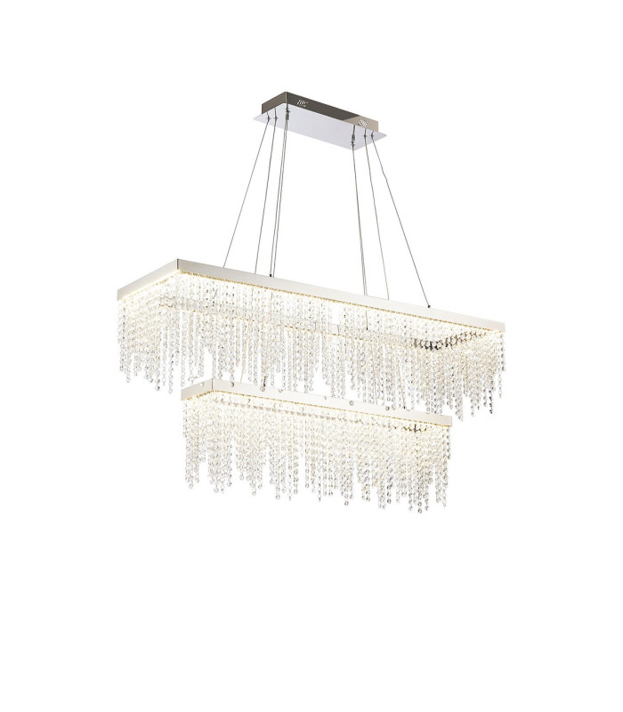 Bano Rectangular 2 Tier Dimmable Pendant 65W LED 4000K 5500lm Polished Chrome / Crystal Chain 3yrs Warranty-1