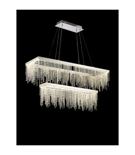Bano Rectangular 2 Tier Dimmable Pendant 65W LED 4000K 5500lm Polished Chrome / Crystal Chain 3yrs Warranty-2
