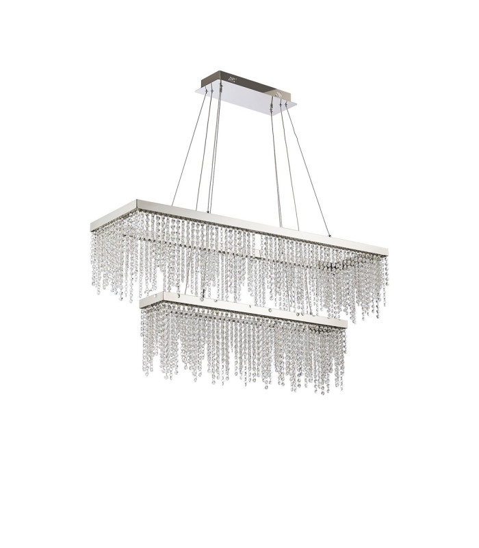 Bano Rectangular 2 Tier Dimmable Pendant 65W LED 4000K 5500lm Polished Chrome / Crystal Chain 3yrs Warranty-3