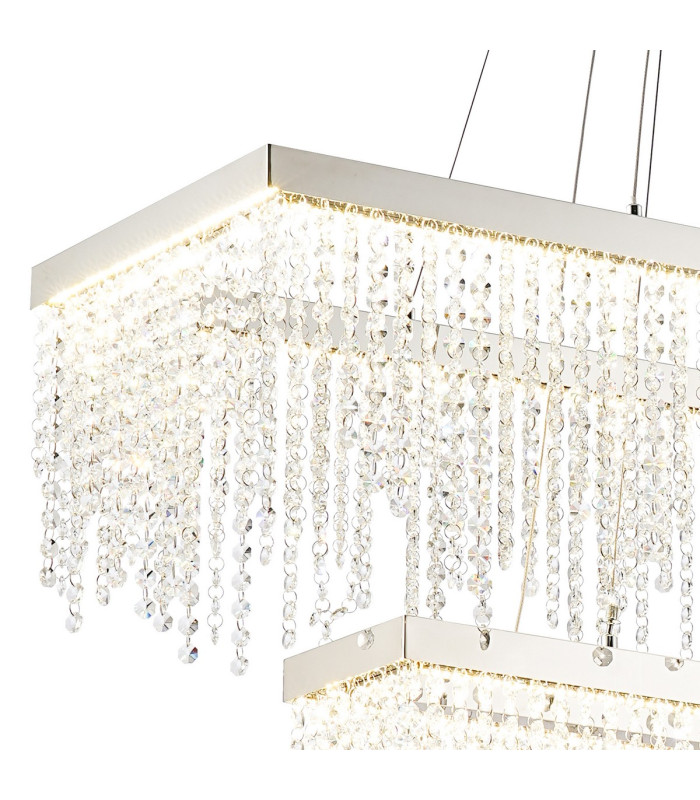 Bano Rectangular 2 Tier Dimmable Pendant 65W LED 4000K 5500lm Polished Chrome / Crystal Chain 3yrs Warranty-5